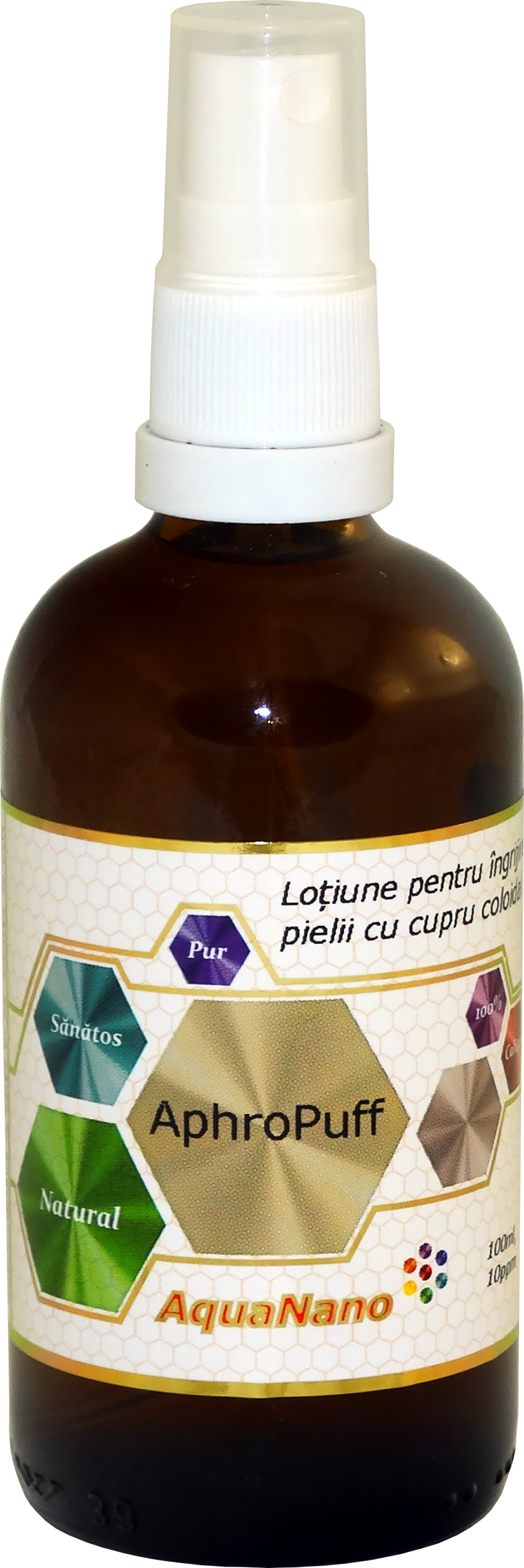 AquaNano-AphroPuff, spray cu cupru coloidal, 100ml - imagine 2