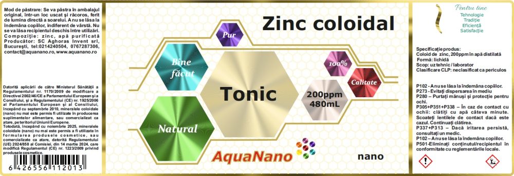 AquaNano-Tonic, zinc coloidal, 20ppm - imagine 2