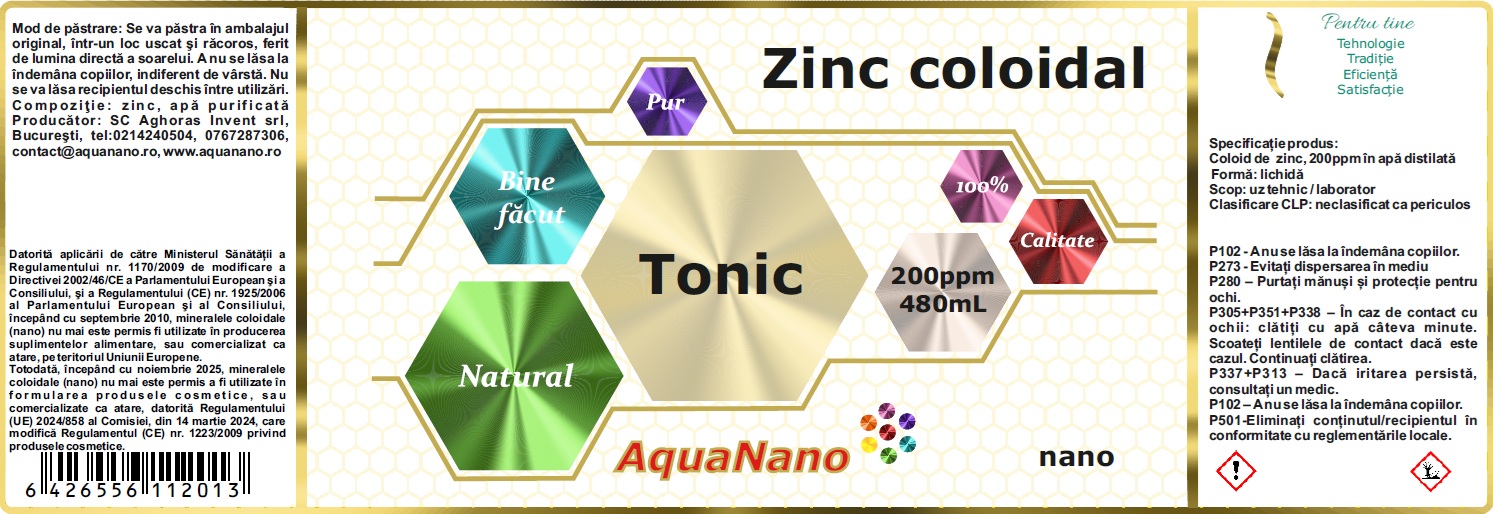 AquaNano-Tonic, zinc coloidal, 20ppm - imagine 2