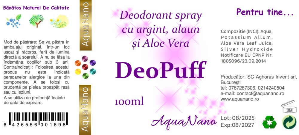 DeoPuff, Deodorant cu argint și alaun, 100ml - imagine 3
