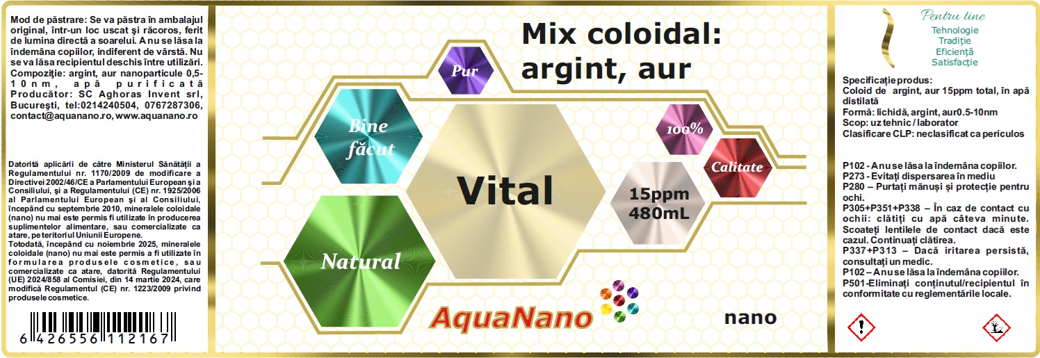 AquaNano-Vital, mix de aur și argint coloidal, 15ppm - imagine 2