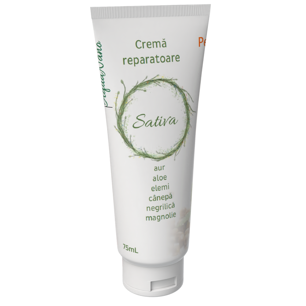 Sativa, cremă reparatoare, regeneratoare, cu extract de magnolie, Aloe Vera, cupru și aur, 75 ml