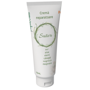 Sativa, cremă reparatoare, regeneratoare, cu extract de magnolie, Aloe Vera, cupru și aur, 75 ml