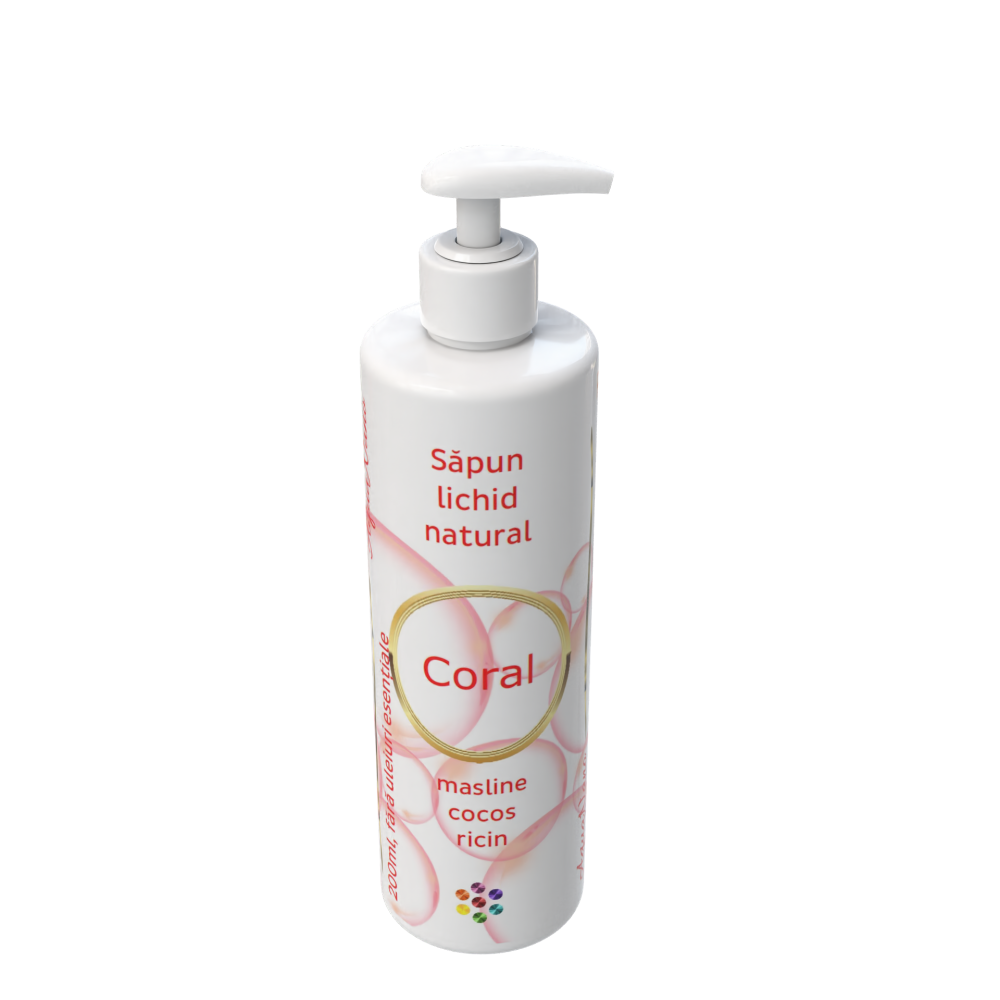 Coral, săpun lichid natural, 7,5% surplus de uleiuri nesaponificate, 200ml