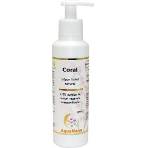 Săpun lichid Coral, natural, fără minerale coloidale, 7,5% surplus de uleiuri nesaponificate, 200ml