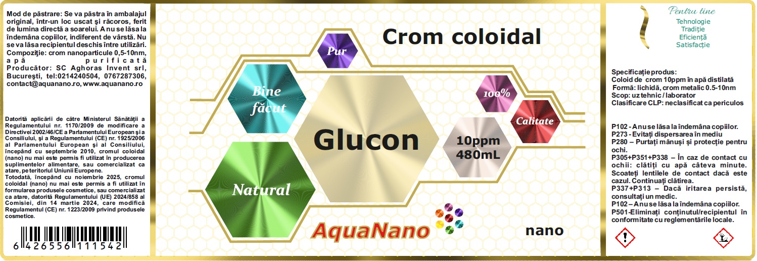 AquaNano - Glucon, crom coloidal, 10ppm - imagine 2