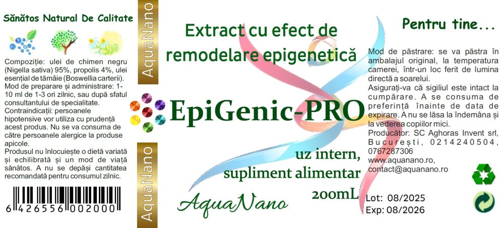 EpiGenic-PRO, extract uleios de propolis, și ulei esențial de tămâie, în ulei de negrilică, cu efect de remodelare epigenetică, 100/200/500ml - imagine 3