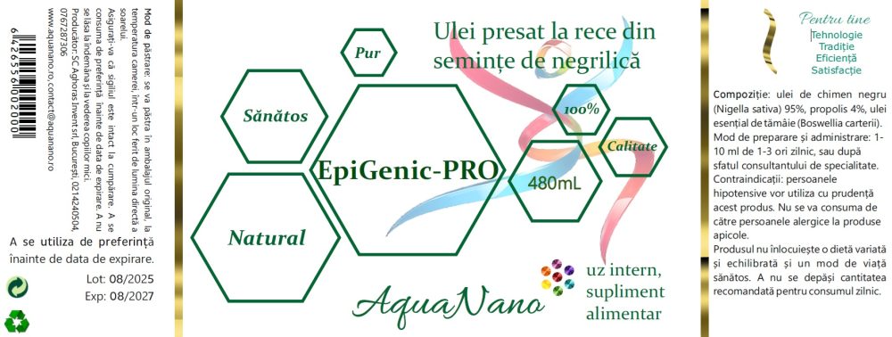 EpiGenic-PRO, extract uleios de propolis, și ulei esențial de tămâie, în ulei de negrilică, cu efect de remodelare epigenetică, 100/200/500ml - imagine 4