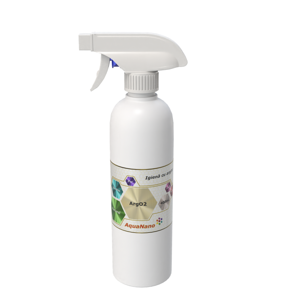 AquaNano ArgO2, soluţie pentru igienizarea suprafețelor, cu argint ionic şi oxigen activ, 400ml