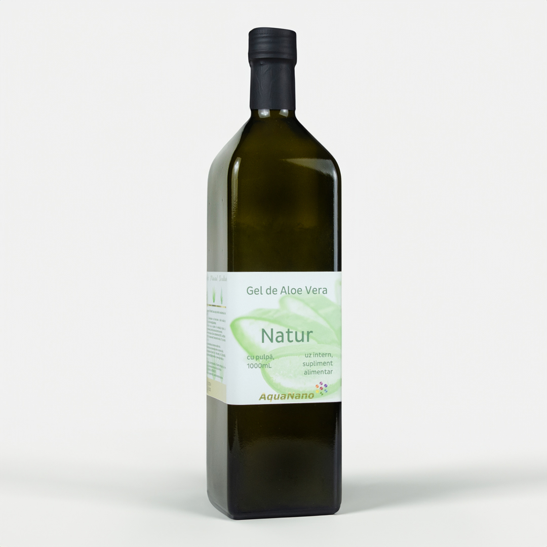 Aloe-Natur, gel de Aloe Vera, cu pulpă, în flacon de sticlă