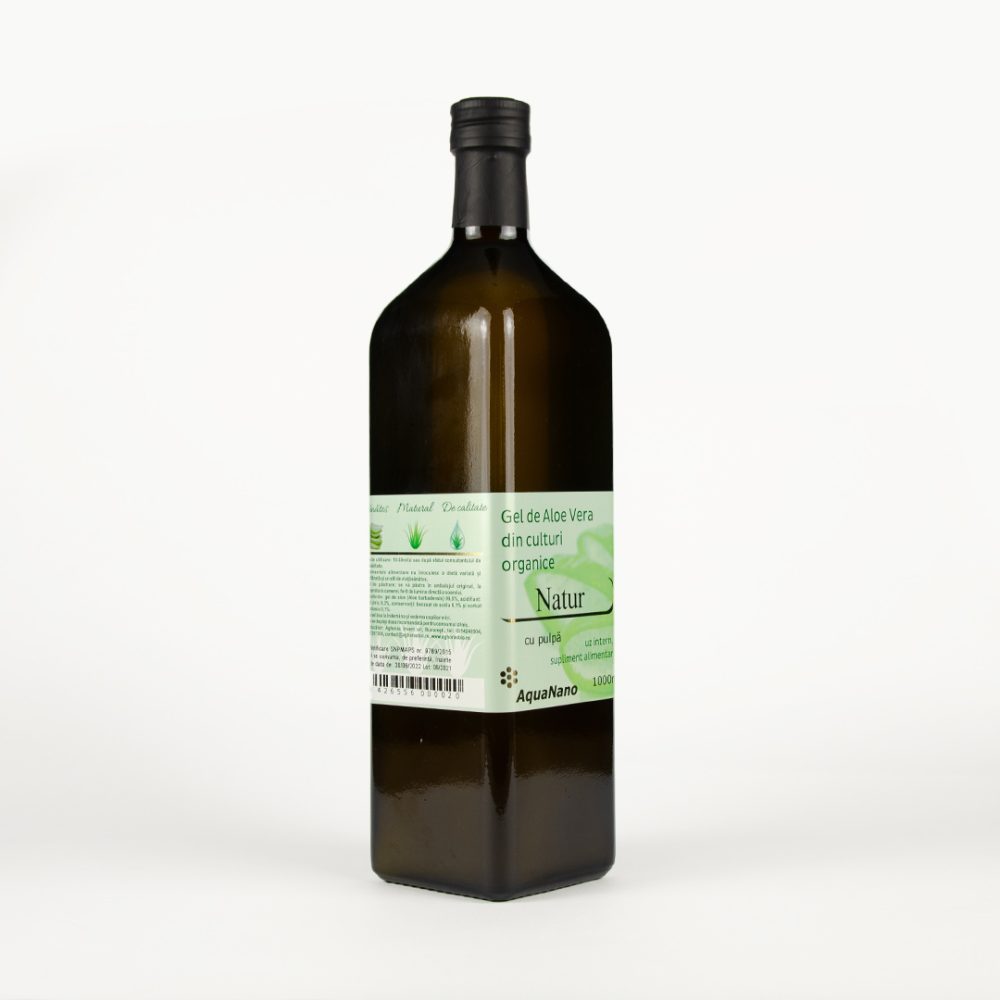 Aloe-Natur, gel de Aloe Vera, cu pulpă, în flacon de sticlă - imagine 3