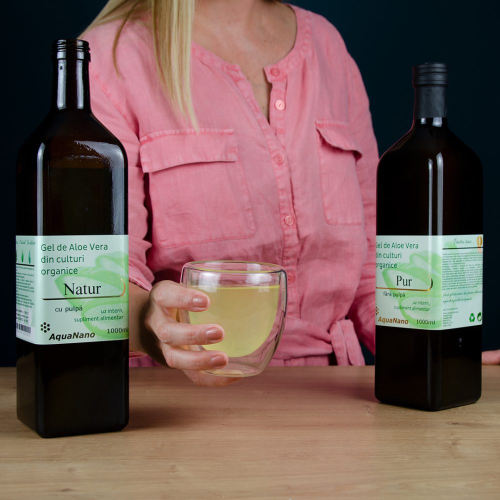 Aloe-Natur, gel de Aloe Vera, cu pulpă, în flacon de sticlă - imagine 5