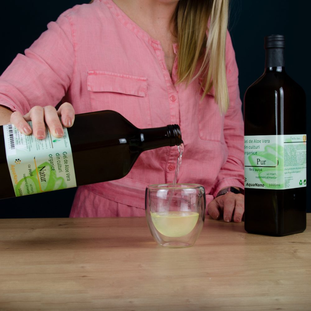 Aloe-Natur, gel de Aloe Vera, cu pulpă, în flacon de sticlă - imagine 4