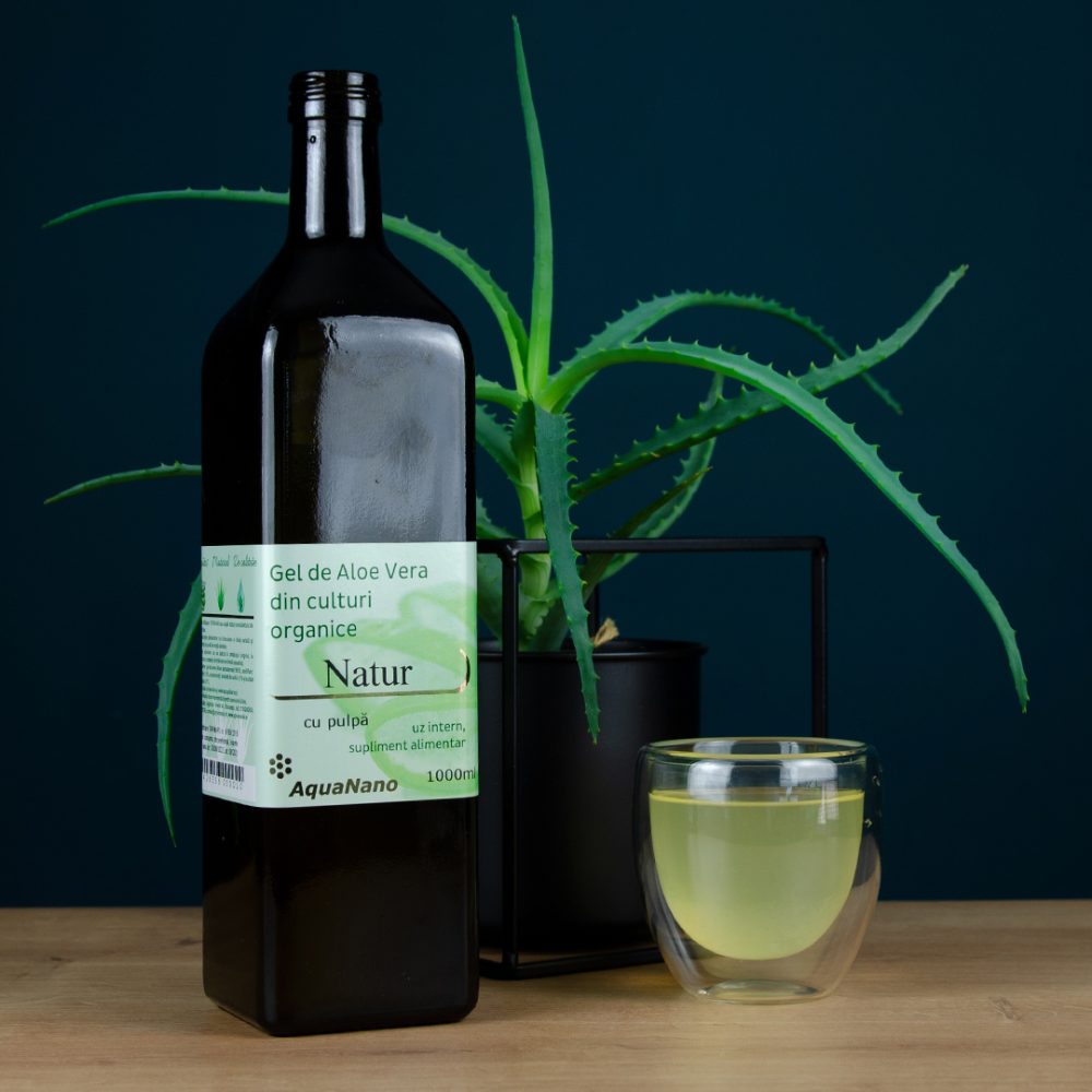 Aloe-Natur, gel de Aloe Vera, cu pulpă, în flacon de sticlă - imagine 9