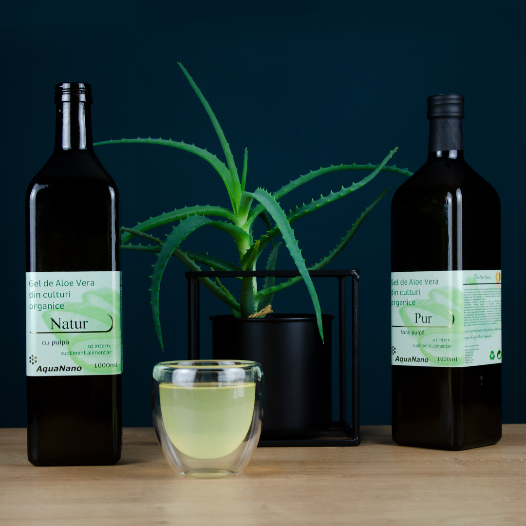 Aloe-Natur, gel de Aloe Vera, cu pulpă, în flacon de sticlă - imagine 7