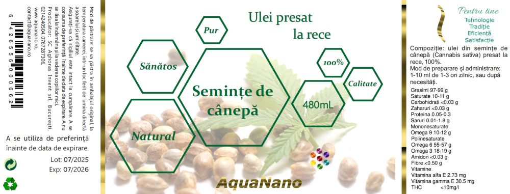 Ulei presat la rece din semințe de cânepă - imagine 2