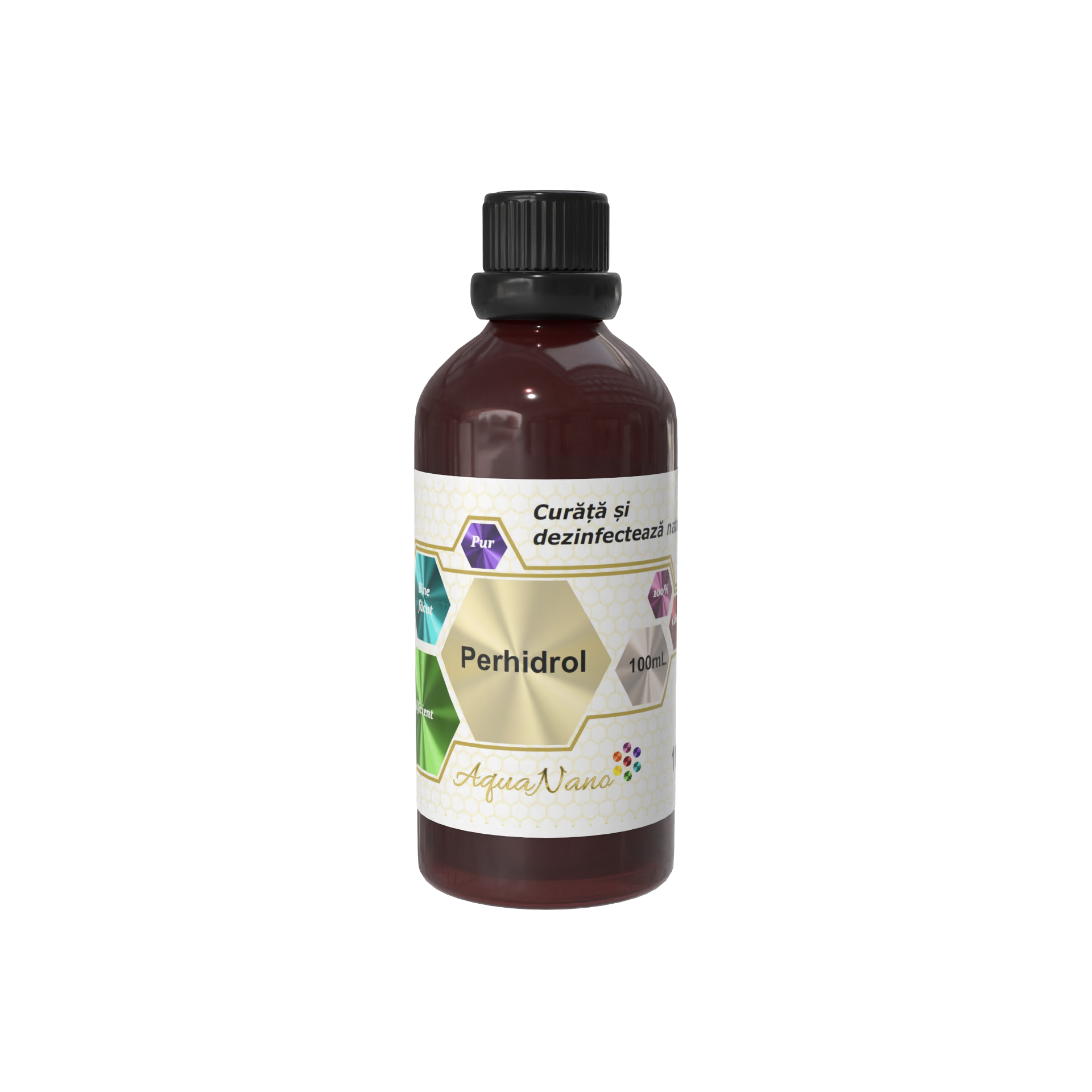 Perhidrol, 10%, flacon de sticla cu picurator, 100mL