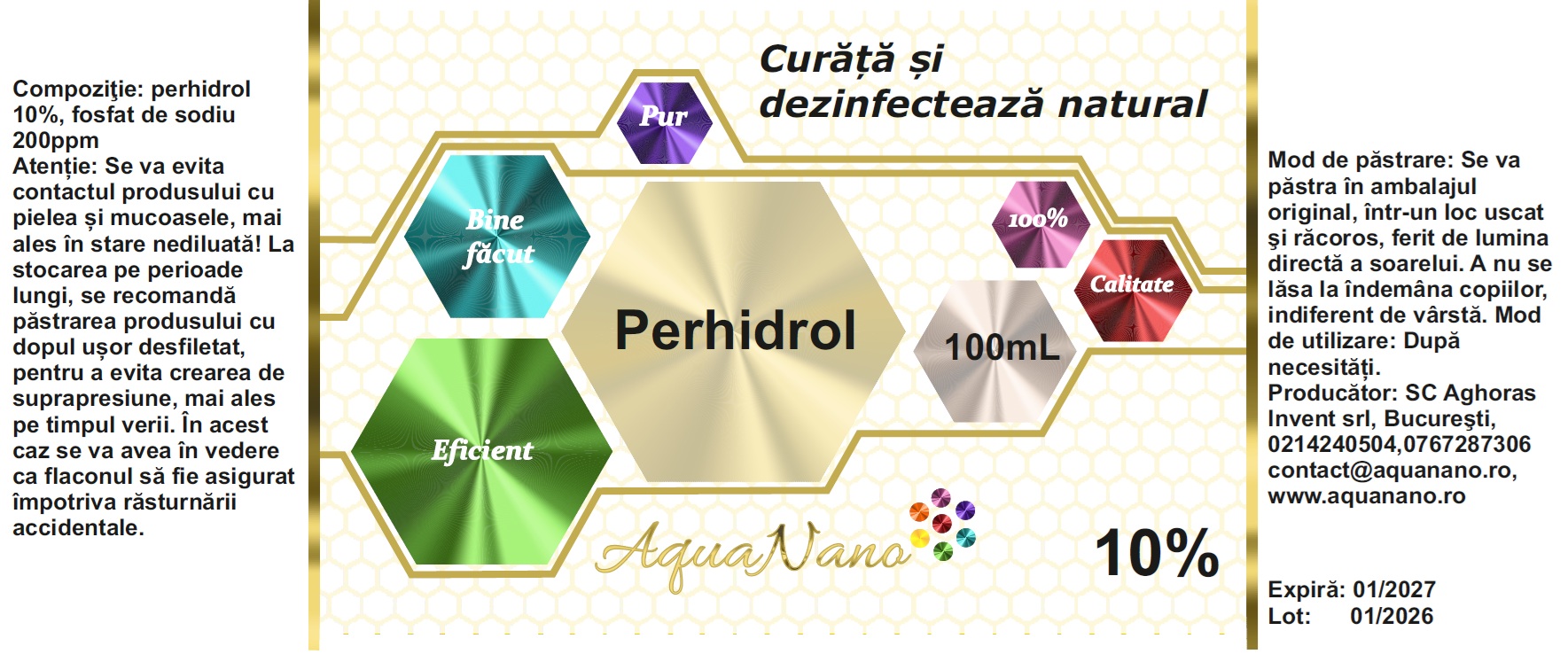 Perhidrol, 10%, flacon de sticla cu picurator, 100mL - imagine 3