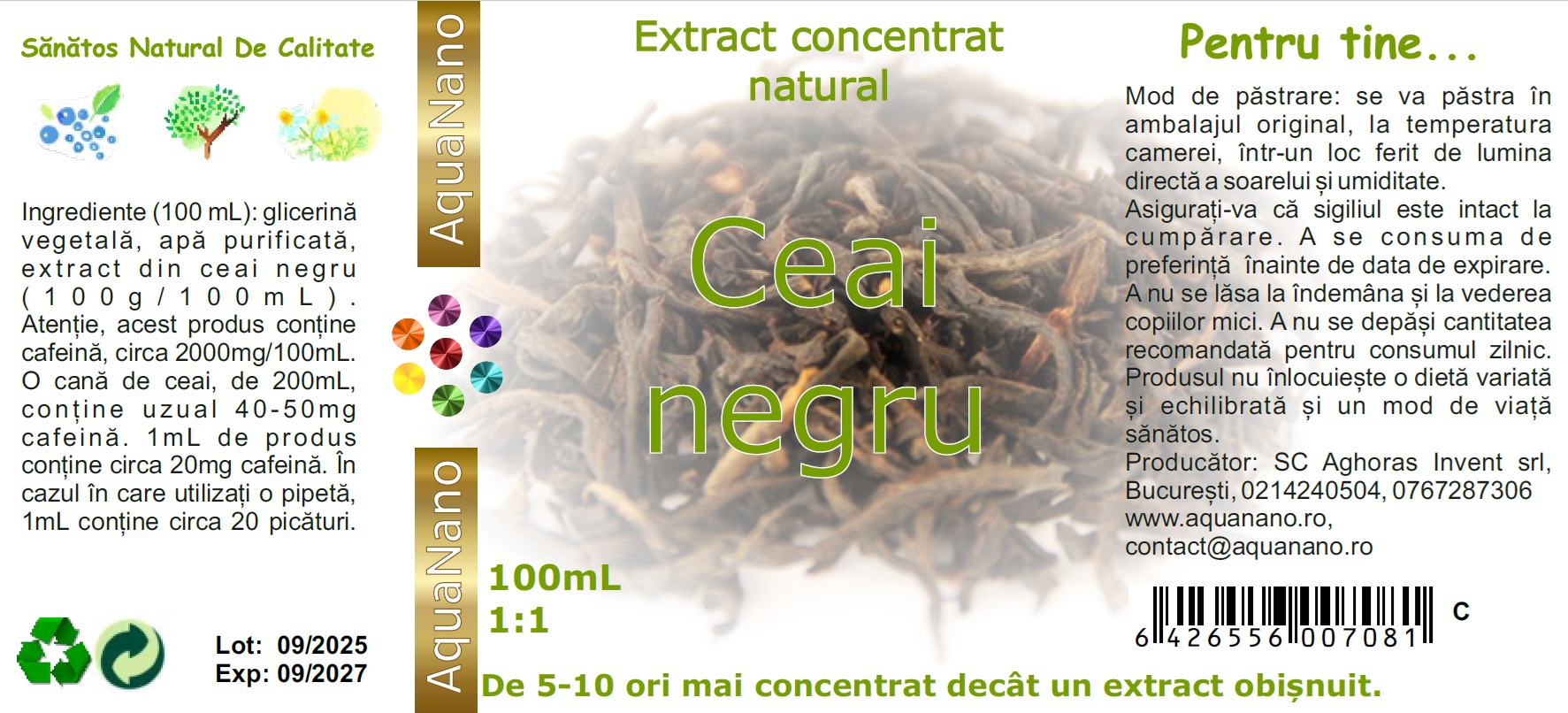 Extract concentrat de ceai negru, în glicerină, 1:1, 100mL - imagine 3