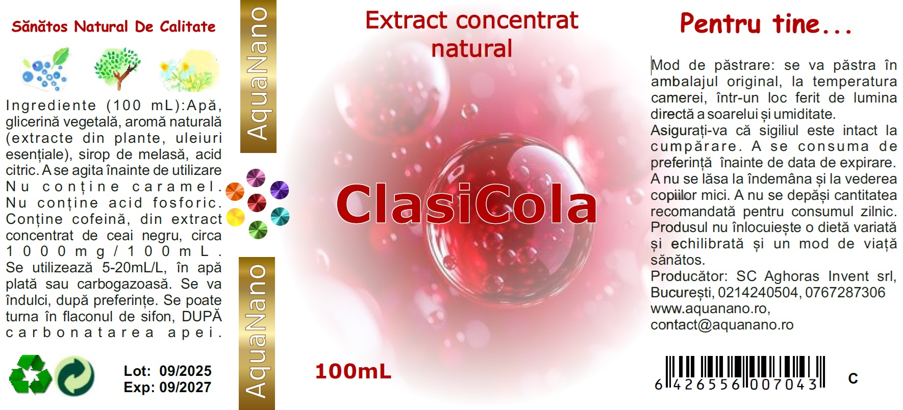 Extract concentrat de aromă de Cola, clasic, cu cofeină (ceai negru), 1:1, 100mL - imagine 4