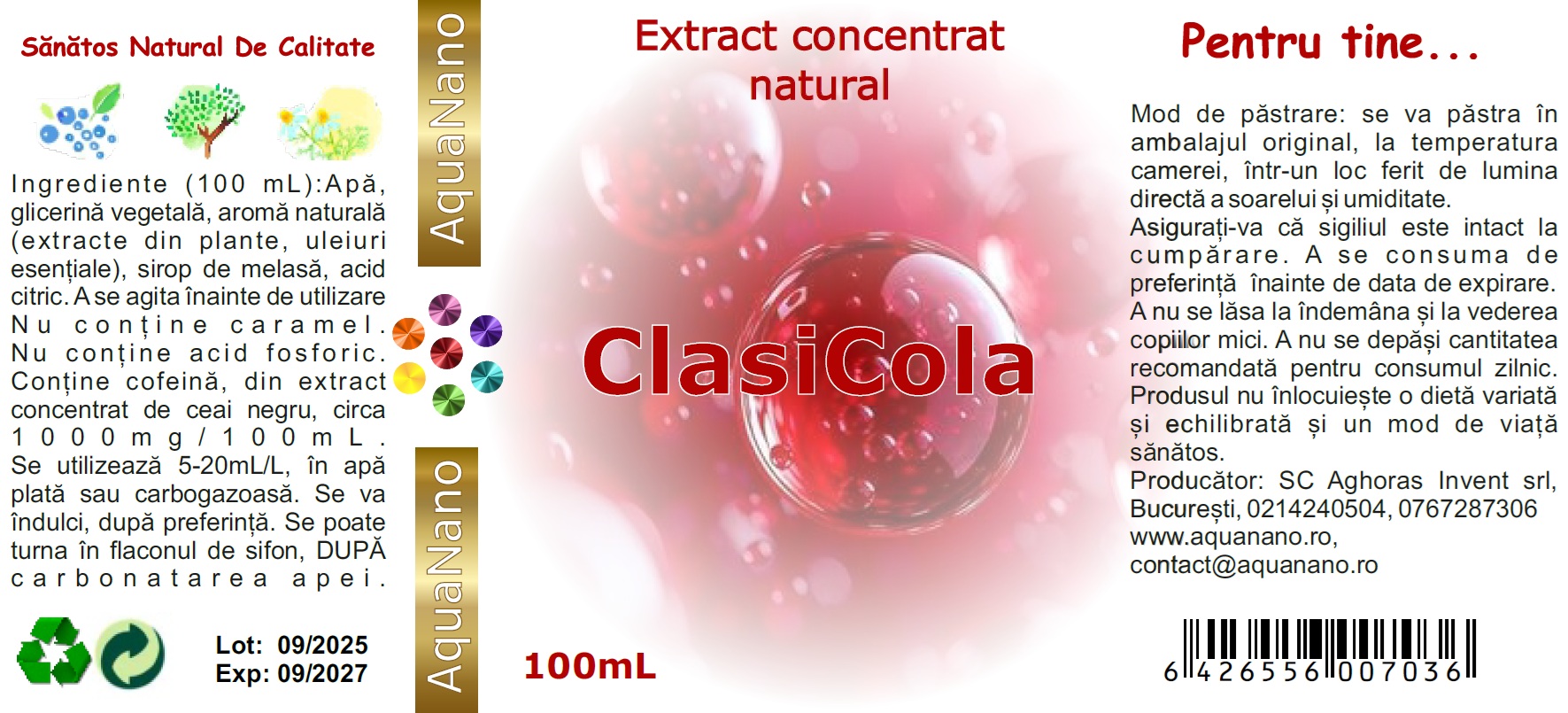 Extract concentrat de aromă de Cola, clasic, cu cofeină (ceai negru), 1:1, 100mL - imagine 3