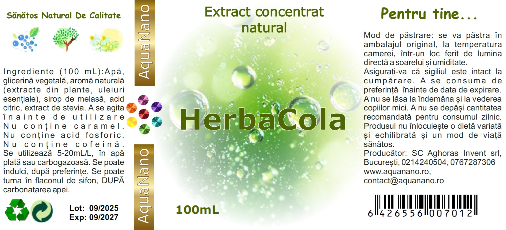 Extract concentrat de aromă de Cola, fără cofeină, 1:1, 100mL - imagine 3