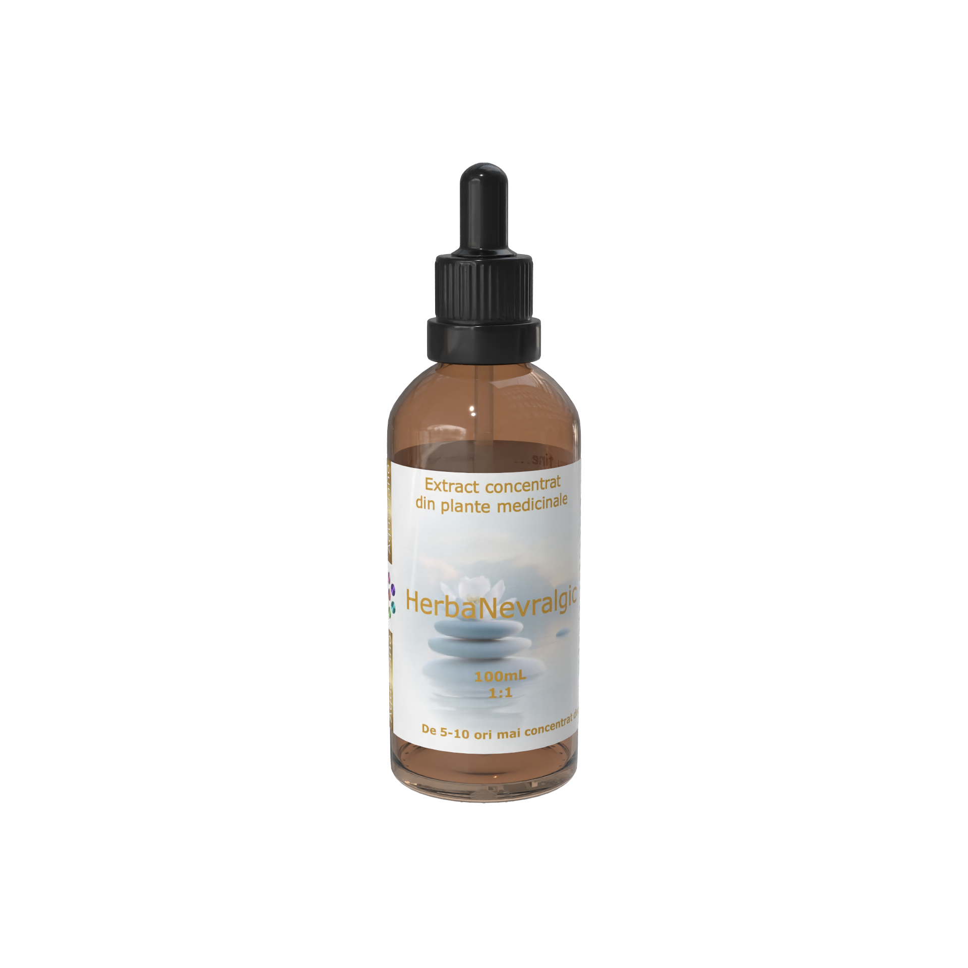 HerbaNevralgic, extract concentrat glicerinic, din plante medicinale, cu efect antiinflamator și analgezic, 1:1, 100ml