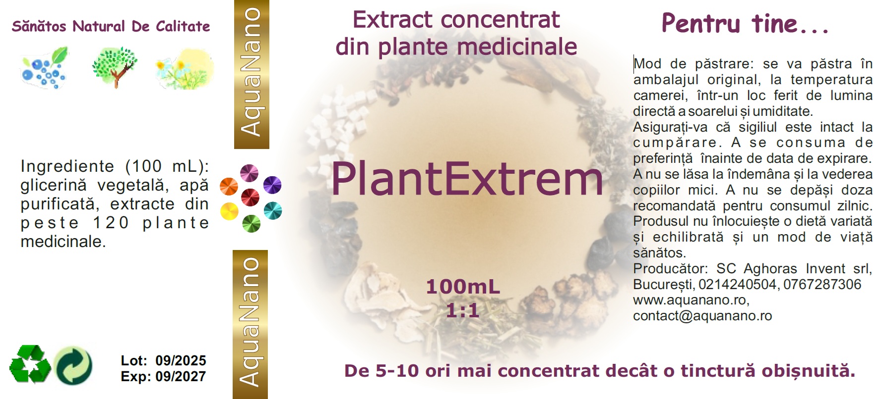 PlantExtrem, extract concentrat glicerinic, din plante medicinale și aromatice, 1:1, 100ml - imagine 2