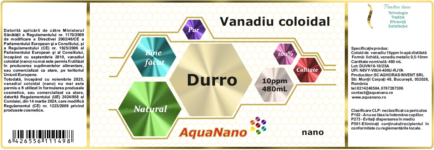 AquaNano- Durro, vanadiu coloidal, 10ppm - imagine 2