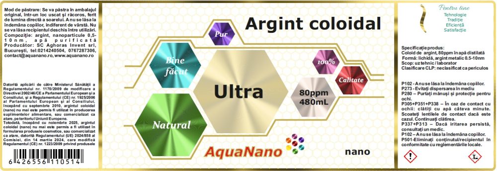 AquaNano-Ultra, argint coloidal 80ppm - imagine 2