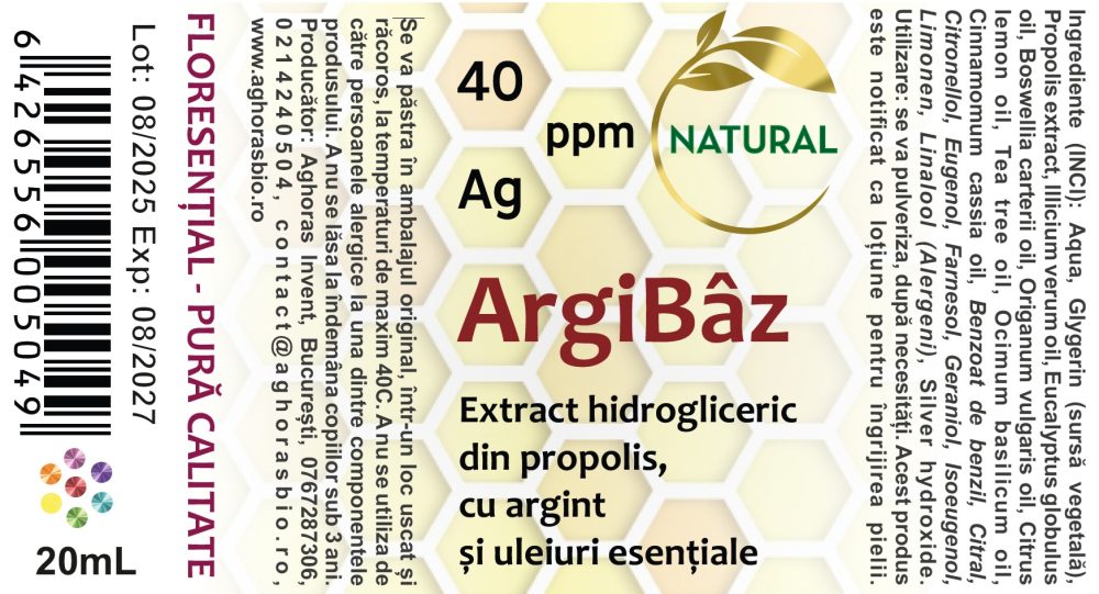 ArgiBâz, atomizor cu argint, propolis și uleiuri esențiale, tip spray sau nazal, 20ml - imagine 2
