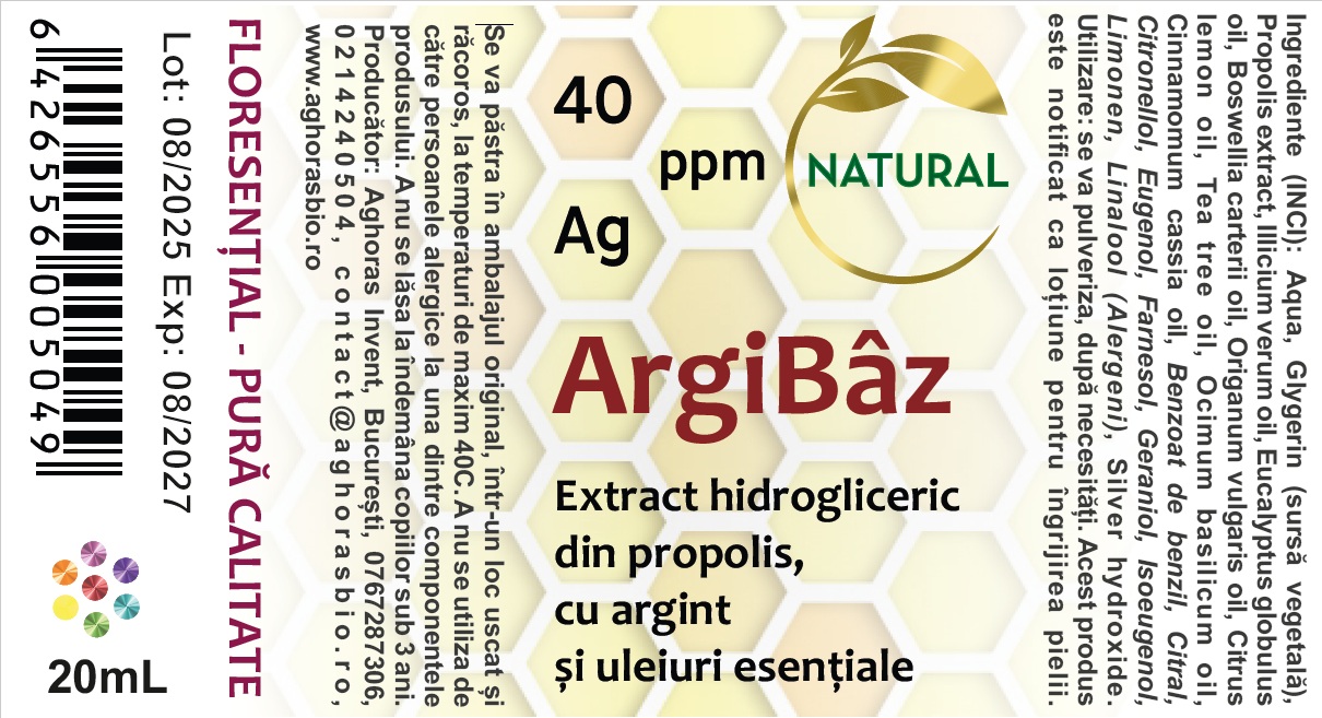 ArgiBâz, atomizor cu argint, propolis și uleiuri esențiale, tip spray sau nazal, 20ml - imagine 2