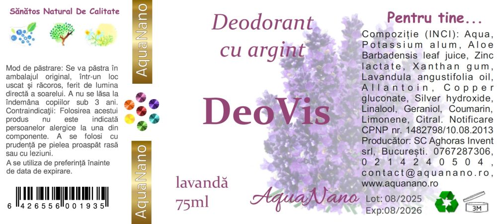 DeoVis, deodorant roll on, cu ioni de argint şi uleiuri esenţiale naturale, 75ml - imagine 11