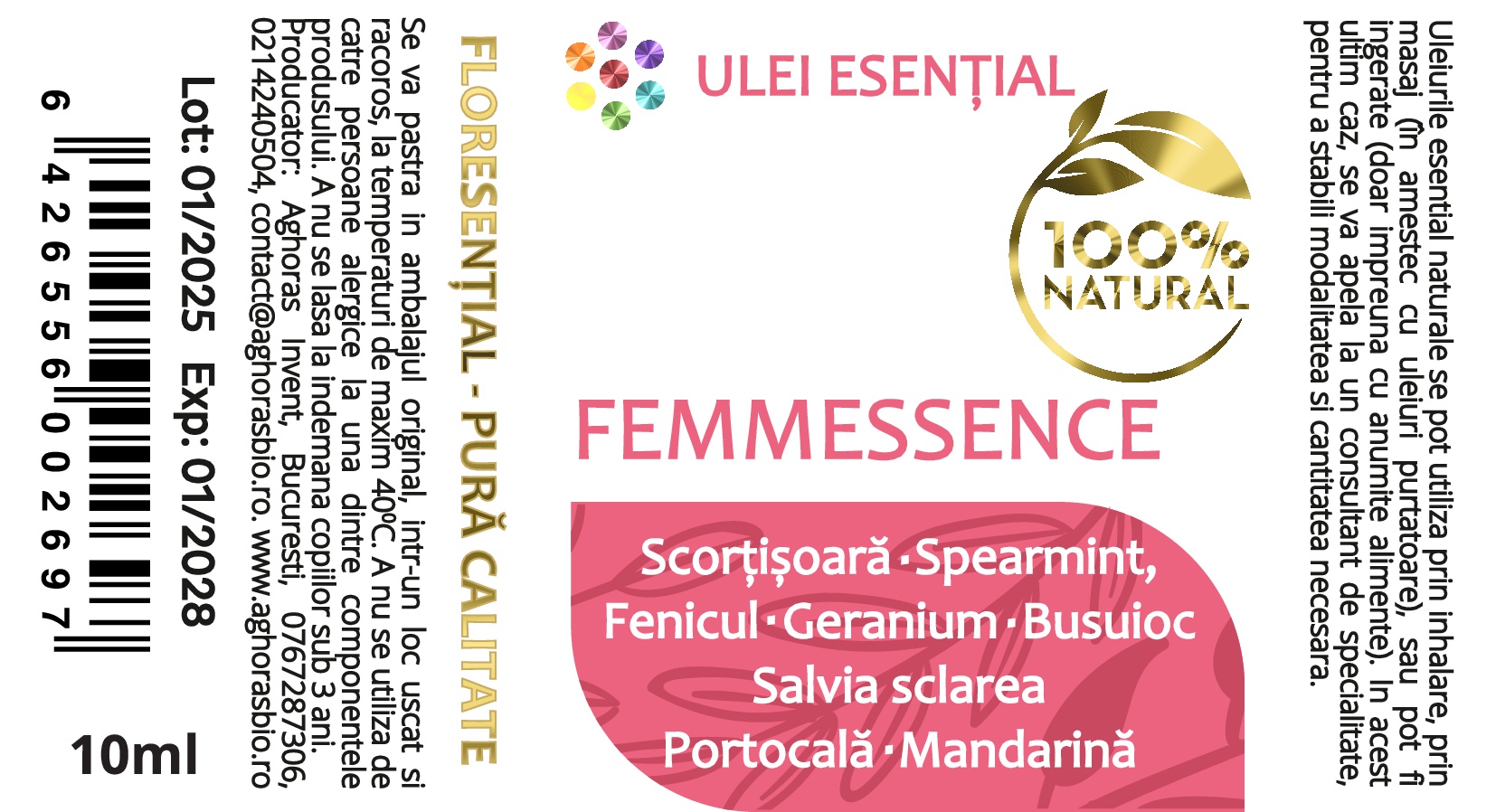 FemmEssence, mix de uleiuri esențiale afrodisiac și tonic feminin, 10ml - imagine 2