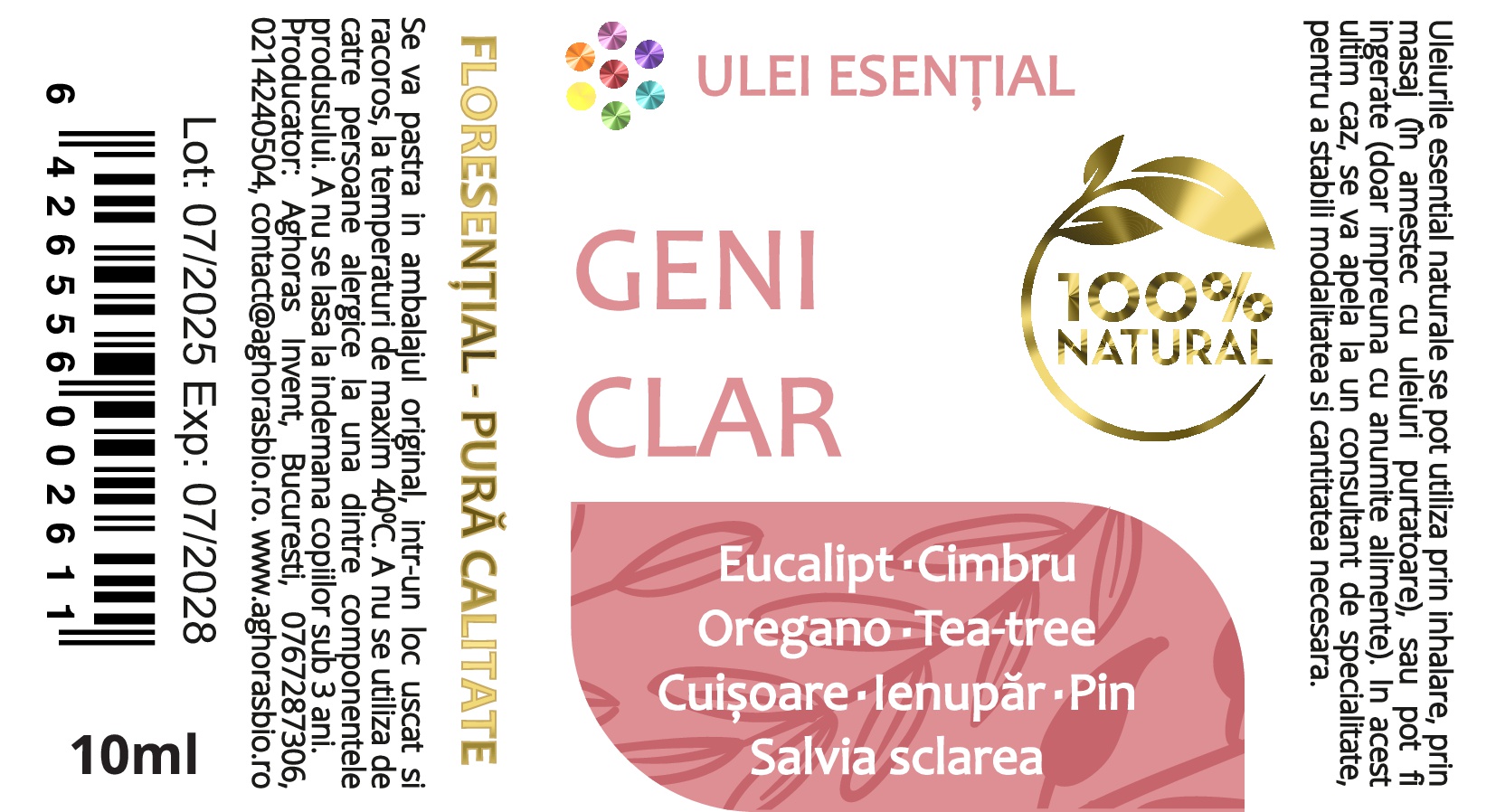 GeniClar, mix de uleiuri esențiale, pentru sănătate urogenitală, 10ml - imagine 2