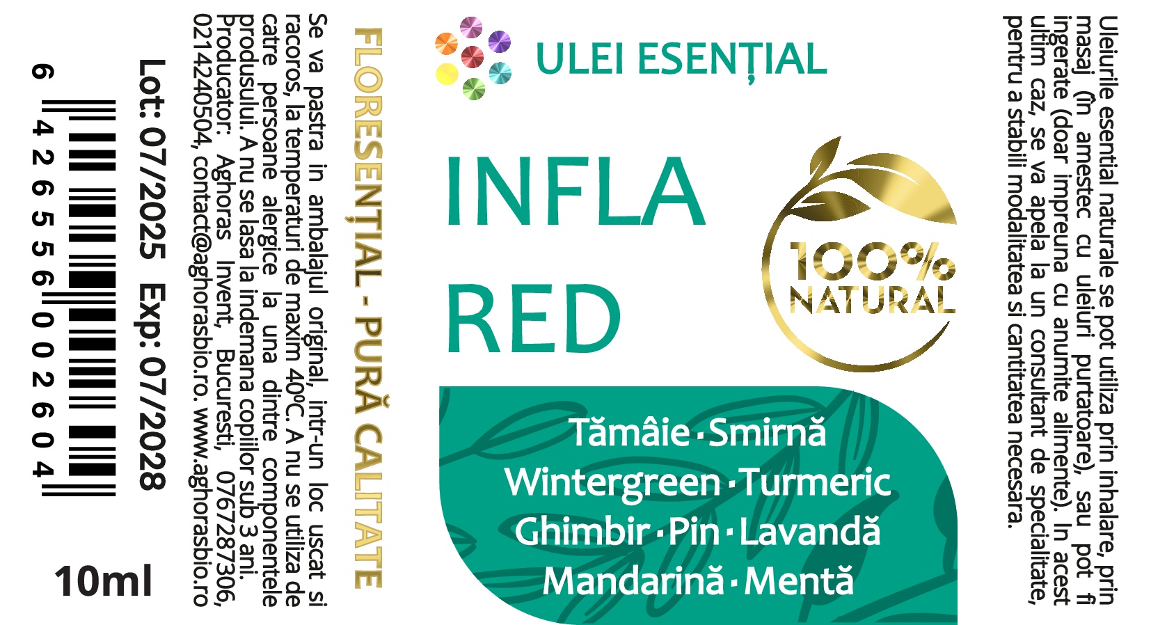 InflaRed, mix de uleiuri esențiale antiinflamator, 10ml - imagine 2
