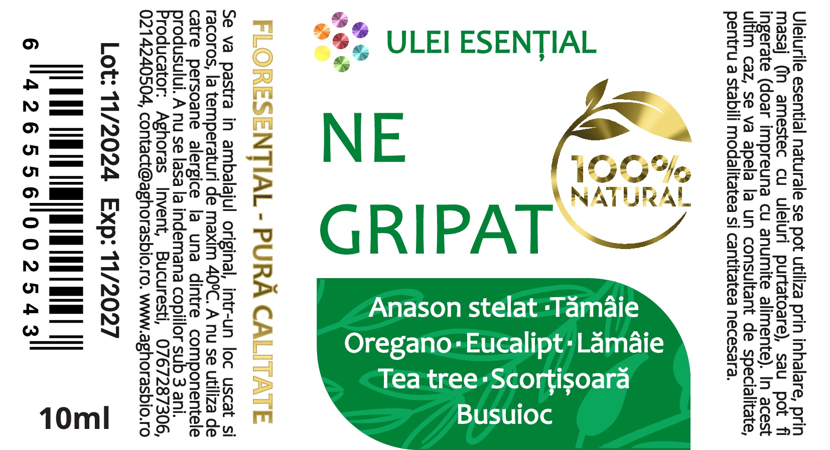 Negripat, mix de uleiuri esențiale cu proprietăți antivirale, 10ml - imagine 2