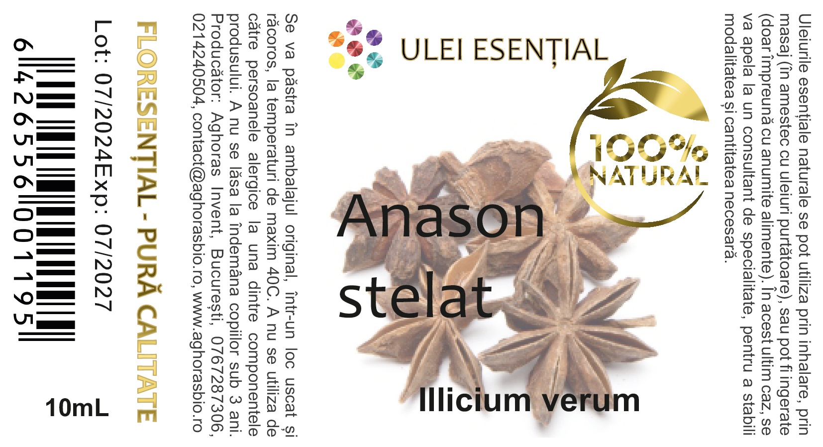 Anason stelat, ulei esențial natural, 10ml - imagine 2