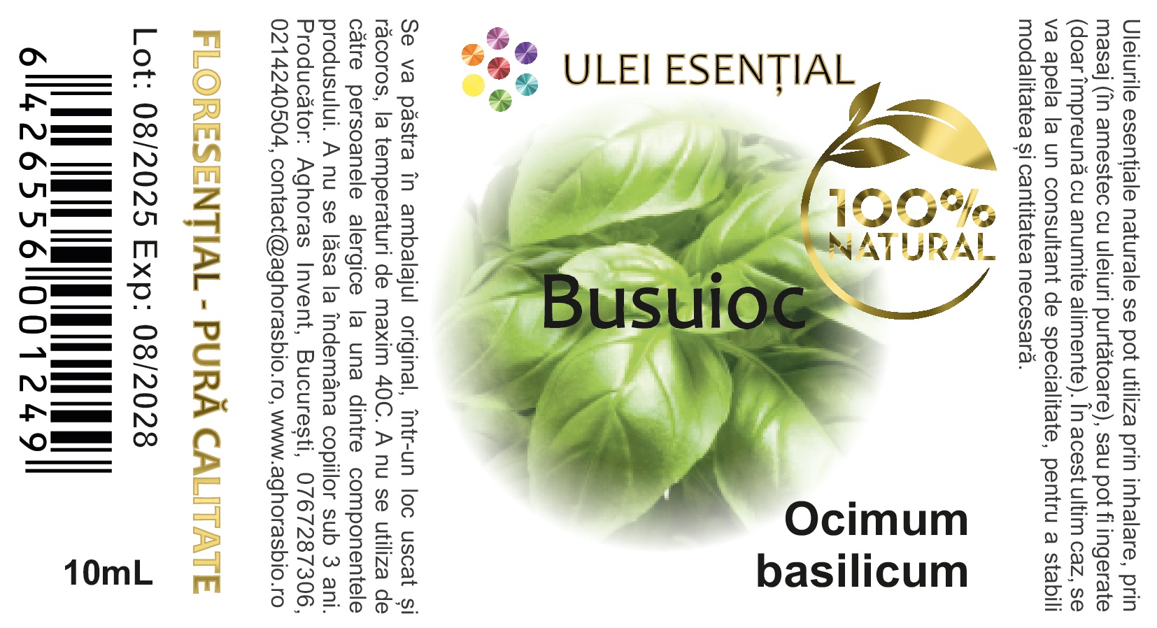 Busuioc, ulei esențial natural, 10ml - imagine 3