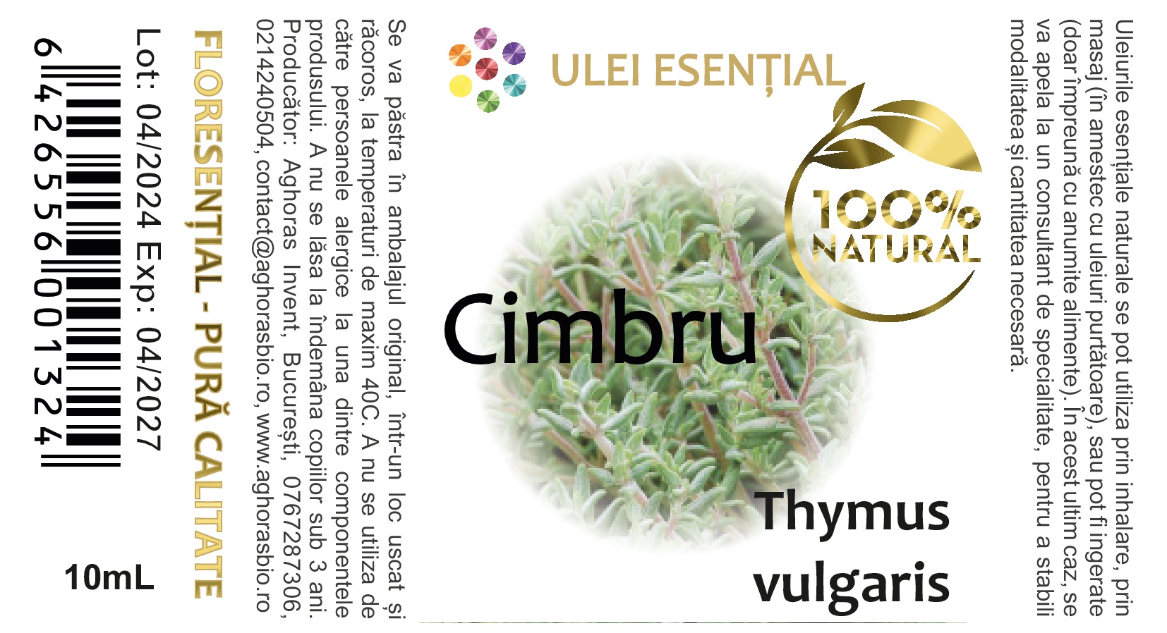 Cimbru, ulei esențial natural, 10ml - imagine 2