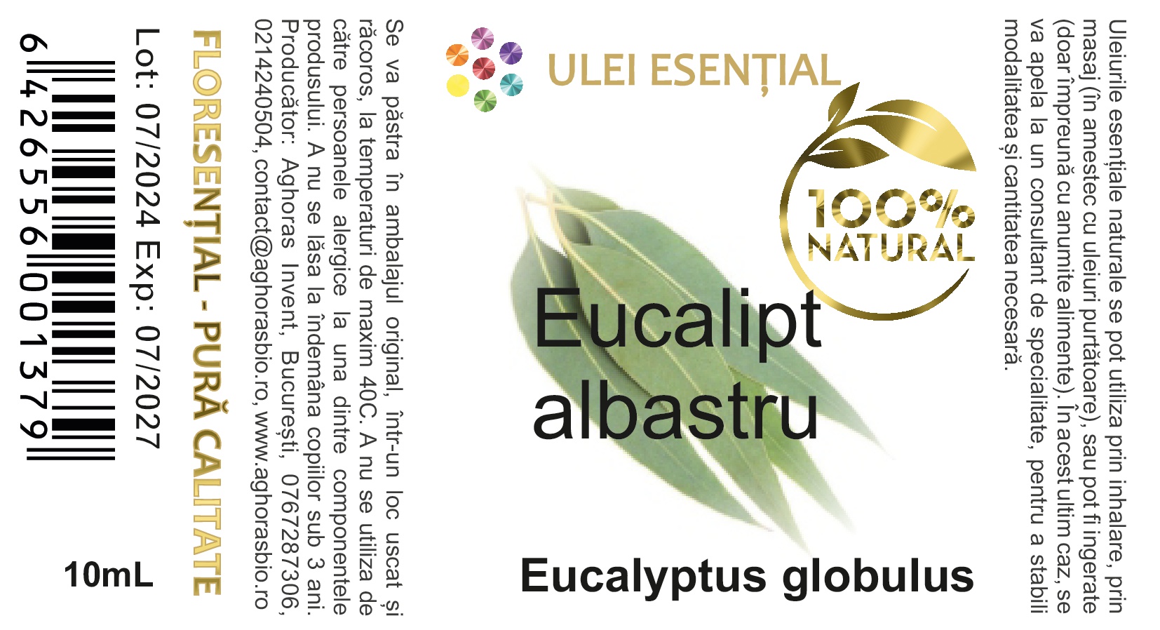 Eucalipt (globulus), ulei esențial natural, 10ml - imagine 2