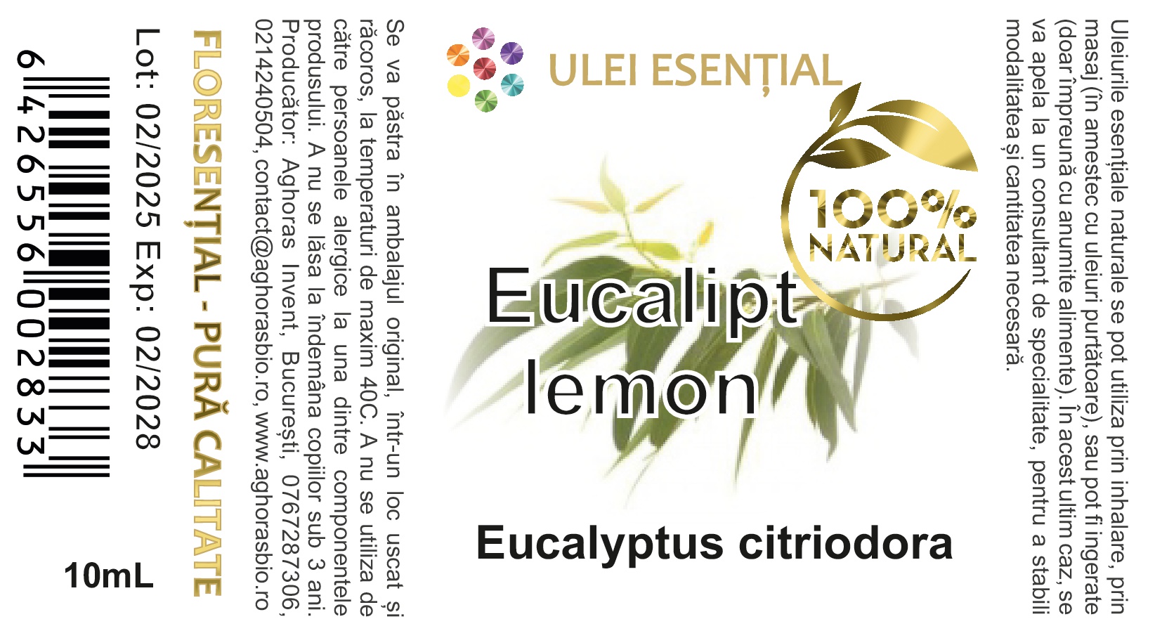 Eucalipt citrat, ulei esențial natural, 10ml - imagine 3