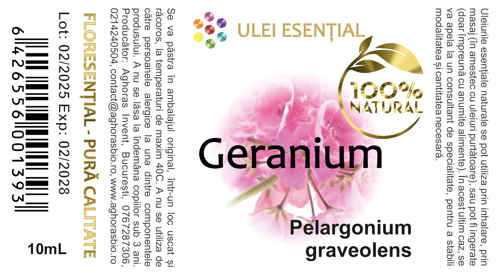 Geranium (rose) ulei esențial natural, 10ml - imagine 3