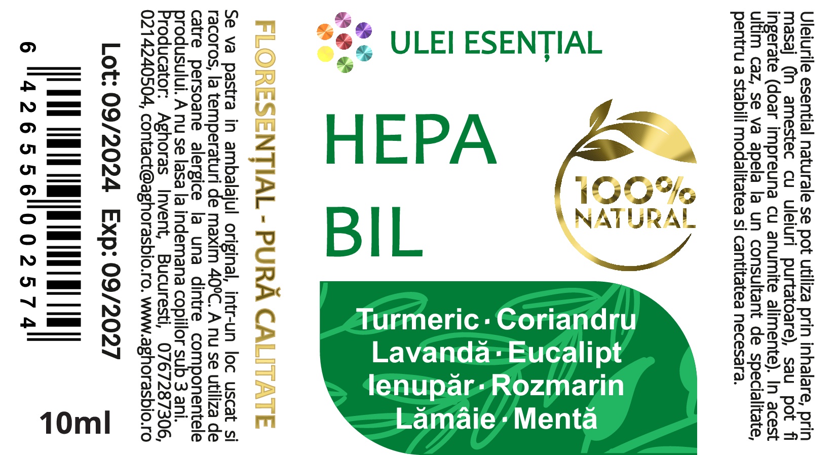 HepaBil, mix de uleiuri esențiale pentru sănătatea ficatului și a vezicii biliare, 10ml - imagine 2