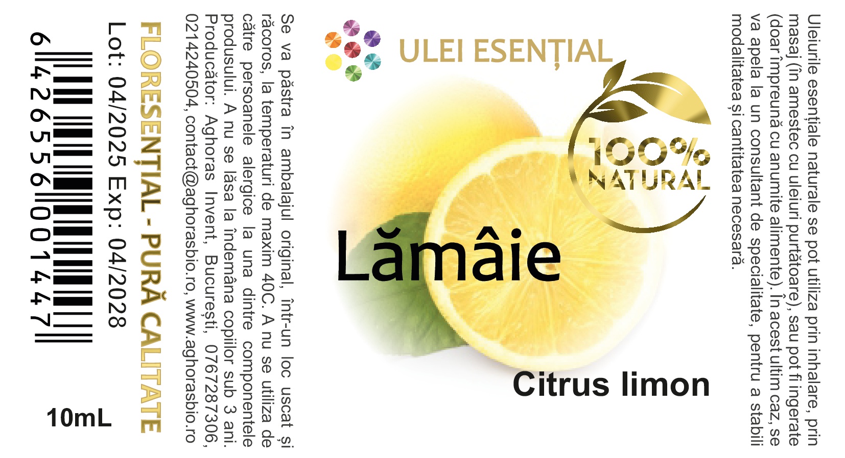 Lămâie, ulei esențial natural, presat la rece, 10ml - imagine 3
