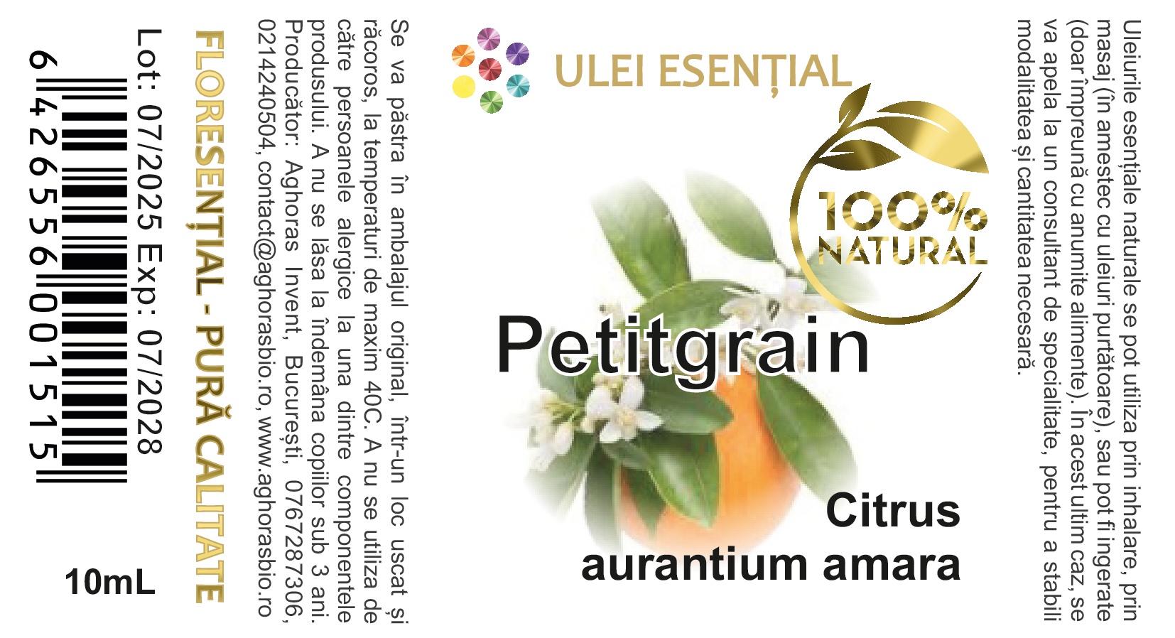 Petitgrain, ulei esențial natural, 10ml - imagine 2
