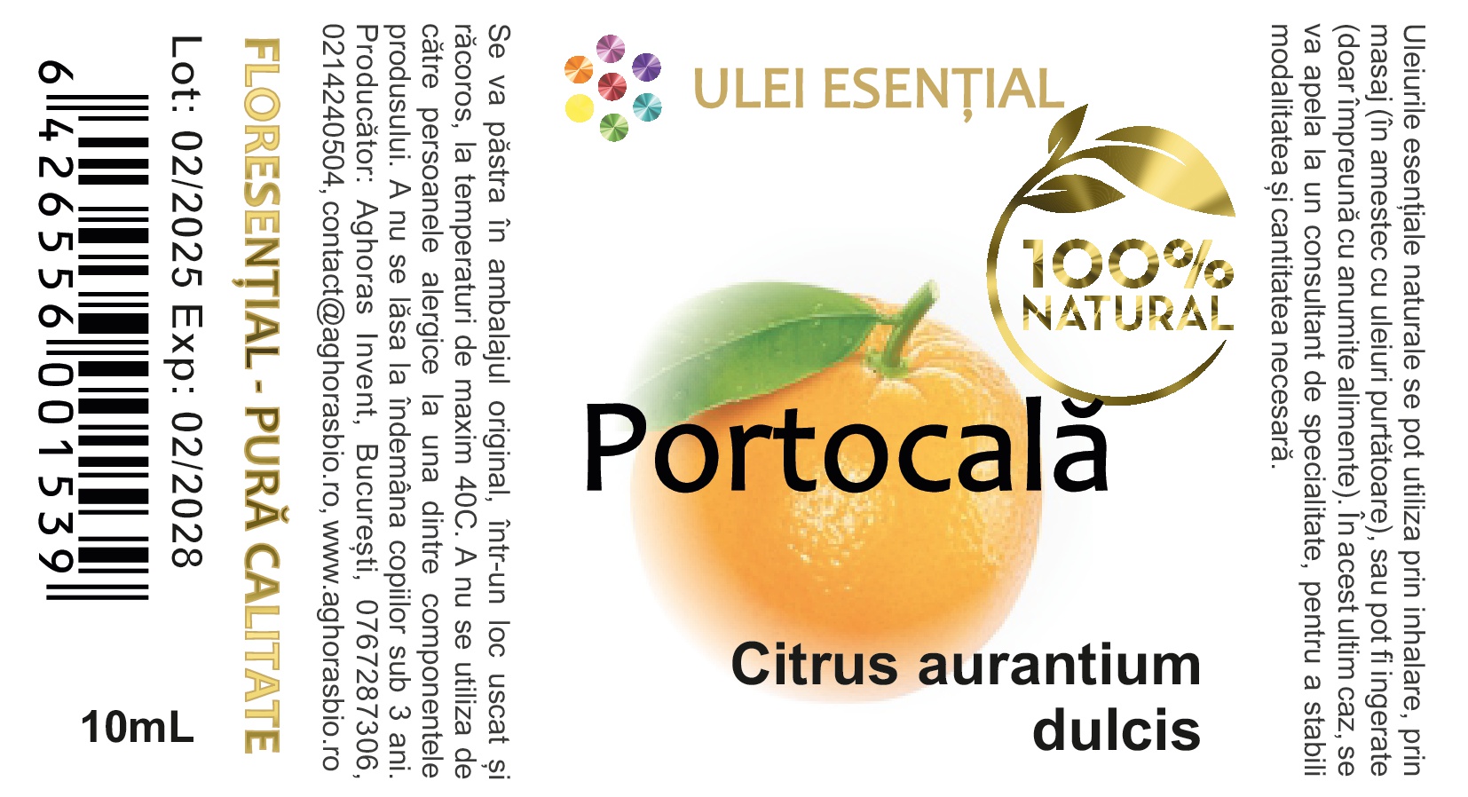 Portocală dulce, ulei esențial natural presat la rece, 10ml - imagine 2