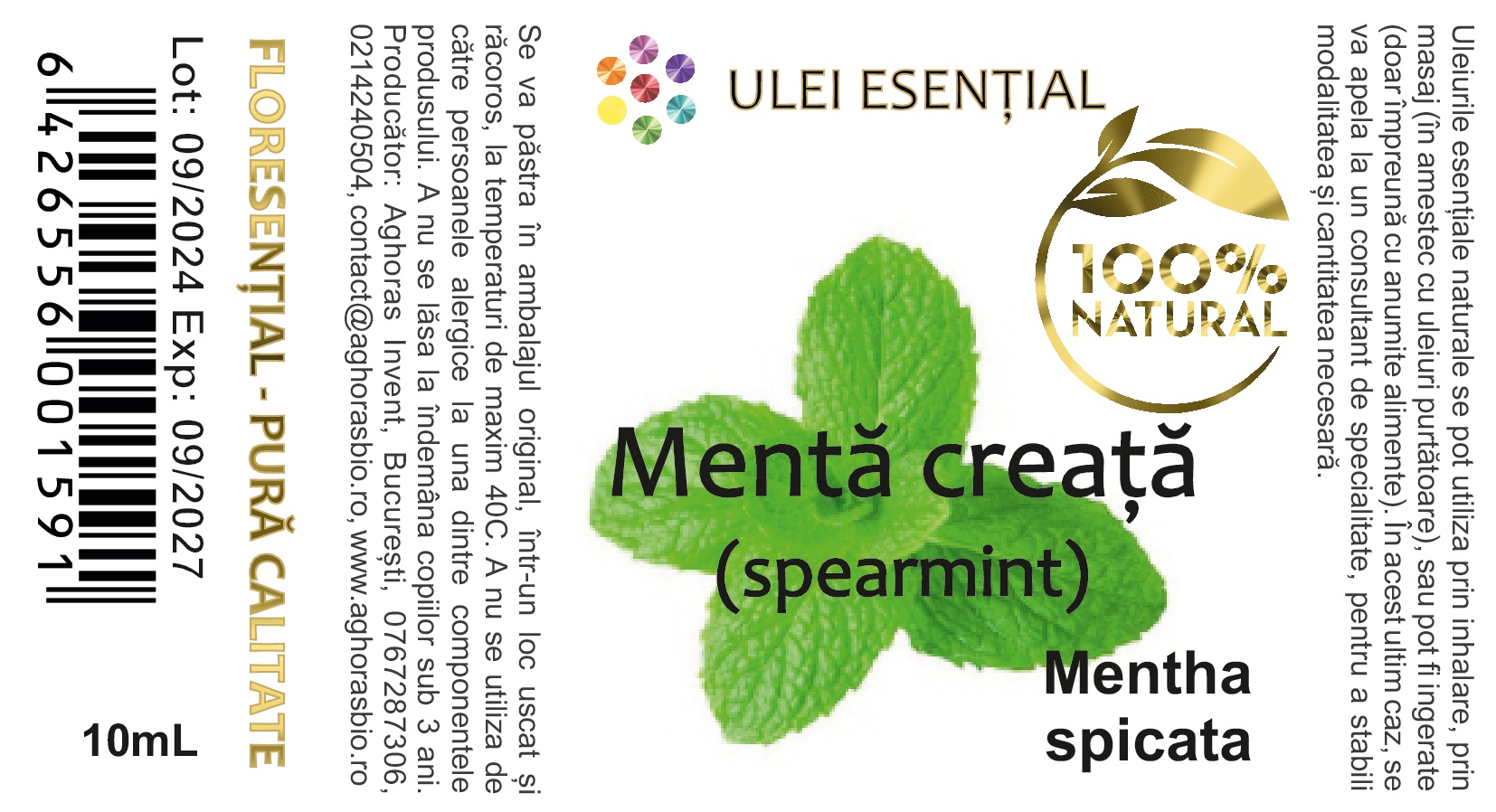 Spearmint, ulei esențial natural, 10ml - imagine 2