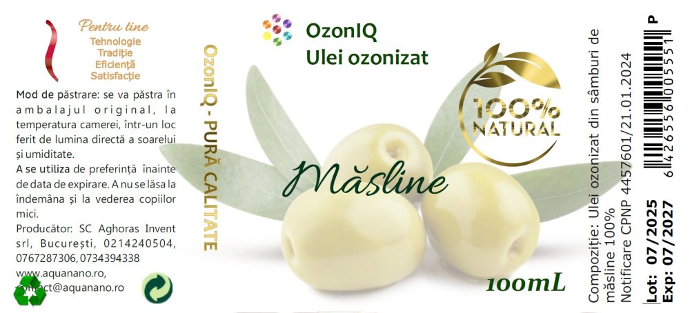 Ulei ozonizat de măsline, OzonIQ, 100mL, flacon cu pipetă - imagine 2