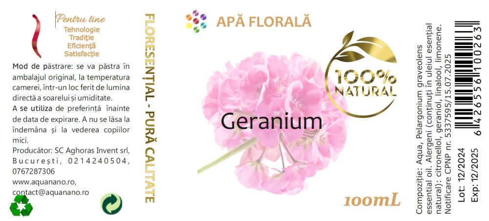 Apă florală de Geranium (Pelargonium graveolens) - imagine 3